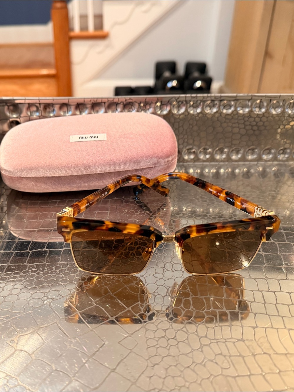 Miu Miu Tortoiseshell Frame Sunglasses with Brown Lenses
